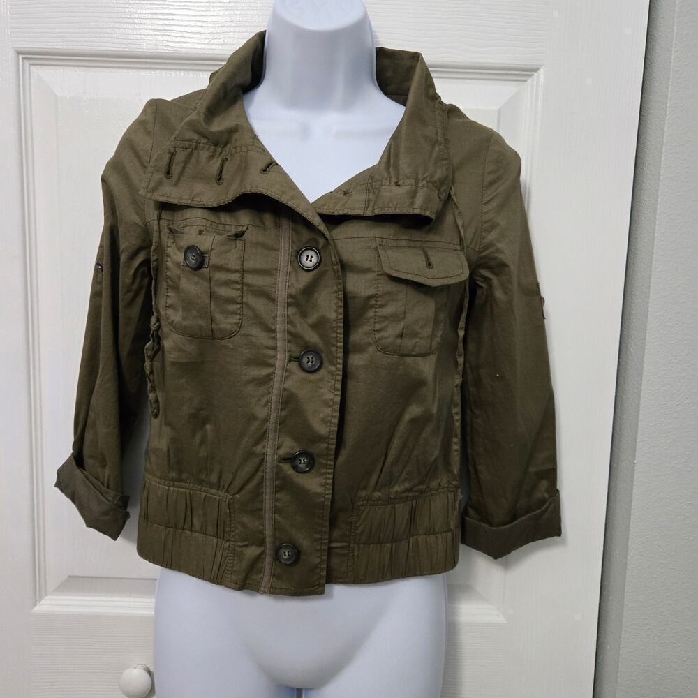 Ann Taylor Loft Cropped Field Jacket military green Twilight Core Olive girl
